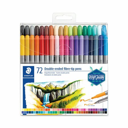 STAEDTLER Double Ended Markers, Assorted Bullet Tips, Assorted Colors, PK72 3200TB7202